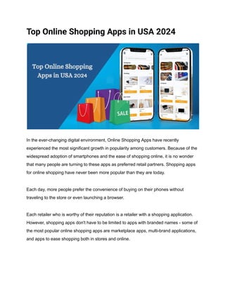 Best Online Shopping Apps in the USA-2024: Top Picks!