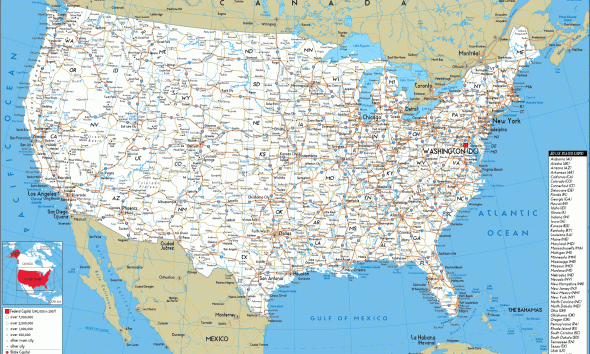 Travel Map of Usa With States And Cities